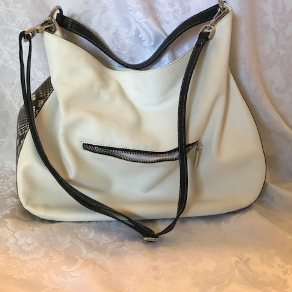 White Snake Skin Shoulder Bag